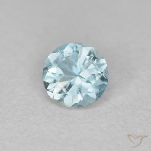 0.24ct طبيعي أزرق فاتح زبرجد أو أكوامارين, دائري, قليلا جدا