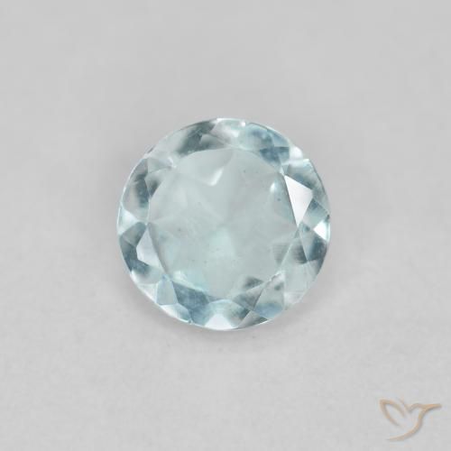 0.34ct طبيعي أزرق مائى فاتح زبرجد أو أكوامارين, دائري, قليلا جدا