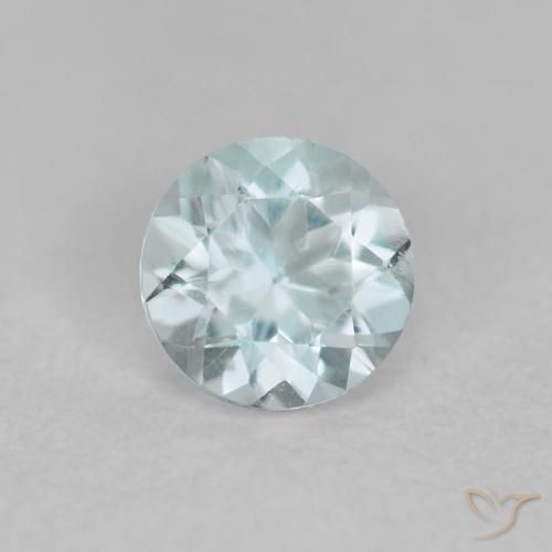 0.41ct طبيعي أزرق فاتح زبرجد أو أكوامارين, دائري, قليلا جدا
