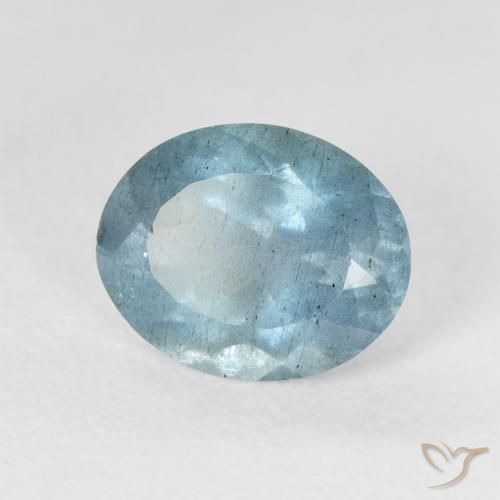 زبرجد أو أكوامارين Light Bluish Turquoise طبيعي، بيضوي، 2.51 قيراط، VS-SI