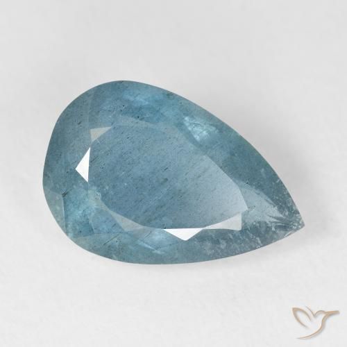 زبرجد أو أكوامارين Light Bluish Turquoise طبيعي، شكل الكمثرى، 5.66 قيراط، VS-SI