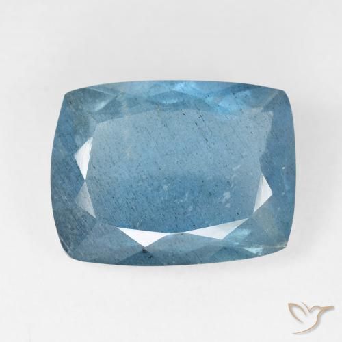 14.22ct طبيعي أزرق-مائى فضى كثيف زبرجد أو أكوامارين, وسادة, VS-SI