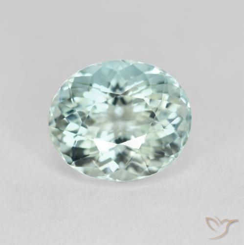 2.03ct طبيعي أخضر أزرق فاتح جدا زبرجد أو أكوامارين, بيضوي, VVS-VS