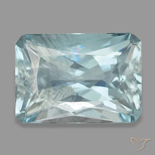 7.76ct فيروز أكوامارين, قص الزمرد, قليلا جدا