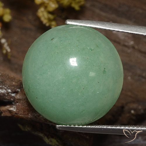 24.39ct طبيعي أخضر طحلبى باهت افينتورين, دائري, نصف شفاف