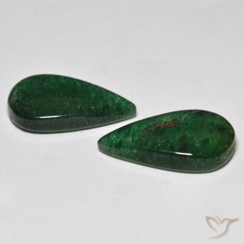 أحجار افينتورين أخضر الغابة رائع طبيعية، شكل الكمثرى، نصف شفاف، وزنها 11.31 قيراط