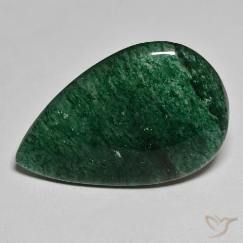 24.65ct طبيعي أخضر افينتورين, شكل الكمثرى, نصف شفاف
