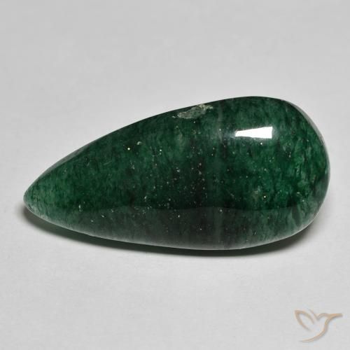 15.68ct طبيعي أخضر افينتورين, شكل الكمثرى, نصف شفاف