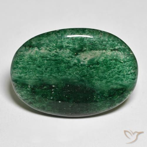 19.57ct طبيعي أخضر أناناسى افينتورين, بيضوي, نصف شفاف