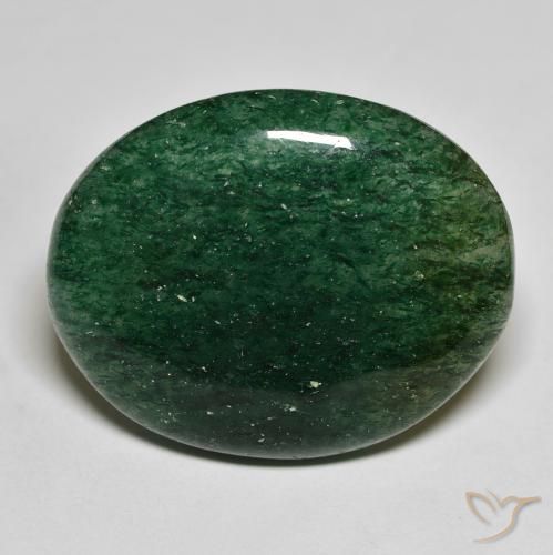26.73ct طبيعي أخضر الغابات افينتورين, بيضوي, نصف شفاف