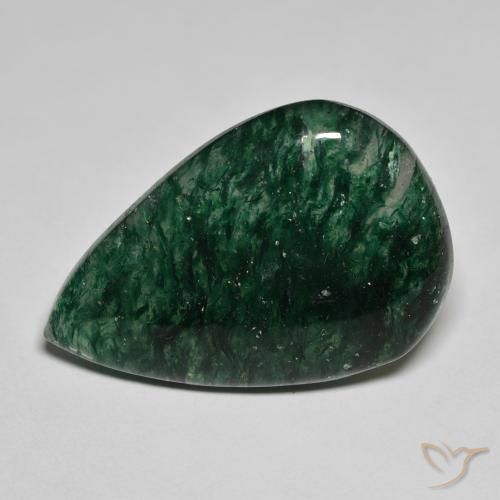 21.15ct طبيعي أخضر الغابة رائع افينتورين, شكل الكمثرى, نصف شفاف, Photo A
