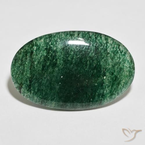 32.45ct طبيعي أخضر غامق افينتورين, بيضوي, نصف شفاف