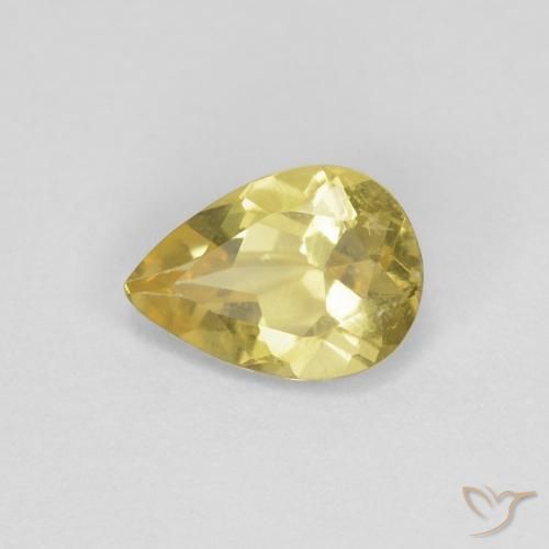 0.62ct طبيعي أصفر باهت بيريل, شكل الكمثرى, قليلا جدا