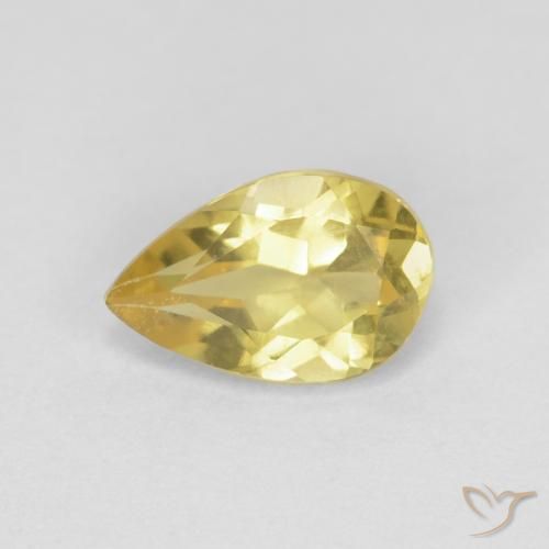 0.85ct طبيعي أصفر فاتح بيريل, شكل الكمثرى, قليلا جدا