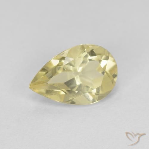 0.84ct طبيعي أصفر فاتح-متوسط بيريل, شكل الكمثرى, قليلا جدا