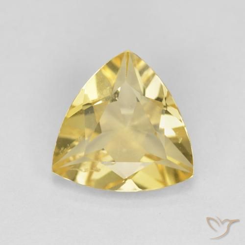 1.38ct طبيعي أصفر-ذهبى فاتح بيريل, مثلثى, قليلا جدا
