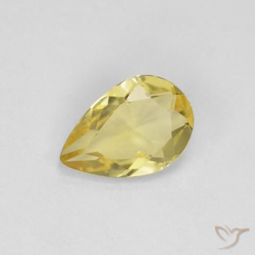 0.50ct طبيعي أصفر عسلى فاتح بيريل, شكل الكمثرى, قليلا جدا