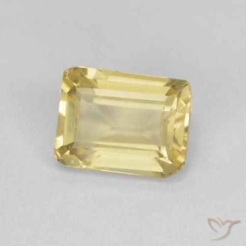 1.05ct طبيعي أصفر ديجون فاتح جدا بيريل, قص الزمرد, VVS-VS