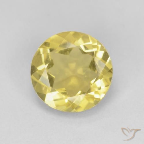 1.23ct طبيعي أصفر فاتح بيريل, دائري, VVS-VS
