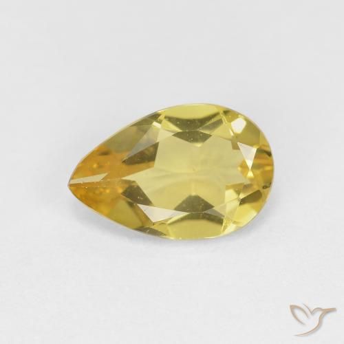 1.02ct طبيعي أصفر فاتح بيريل, شكل الكمثرى, VVS