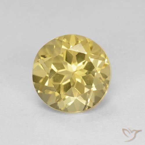 1.48ct طبيعي أصفر فاتح بيريل, دائري, VVS-VS