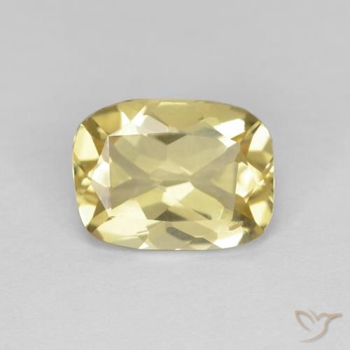 1.56ct طبيعي أصفر ترابى فاتح بيريل, وسادة, VVS-VS
