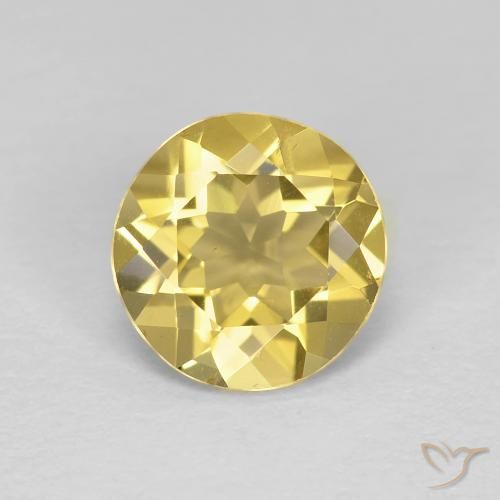 1.71ct طبيعي أصفر عسلى فاتح بيريل, دائري, قليلا جدا