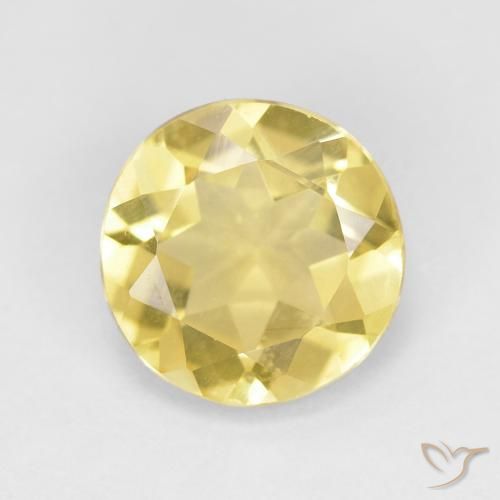 1.55ct طبيعي أصفر ترابى فاتح بيريل, دائري, VVS
