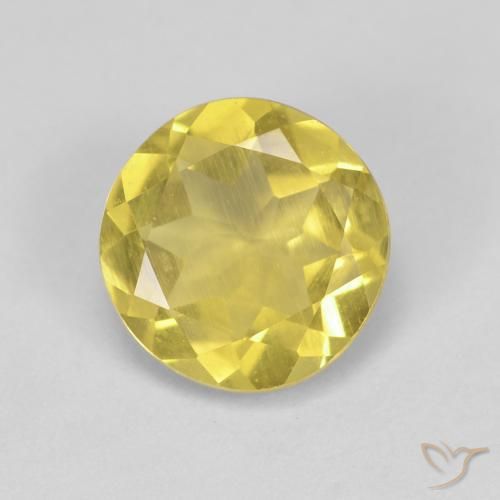 1.54ct طبيعي أصفر عسلى فاتح بيريل, دائري, قليلا جدا