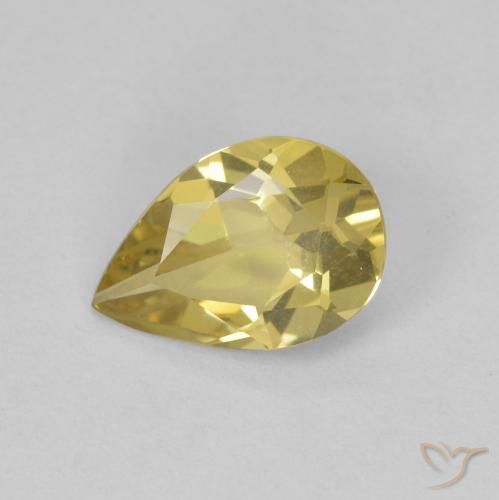 0.99ct طبيعي أصفر-ذهبى فاتح بيريل, شكل الكمثرى, VVS