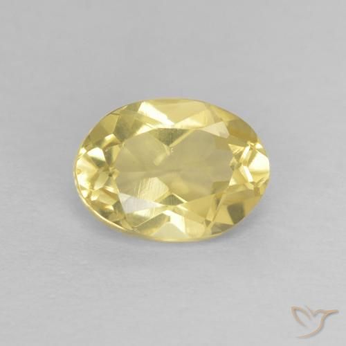 0.82ct طبيعي أصفر ديجون فاتح جدا بيريل, بيضوي, VVS