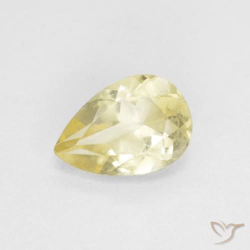 0.66ct طبيعي أصفر ترابى فاتح بيريل, شكل الكمثرى, VVS-VS