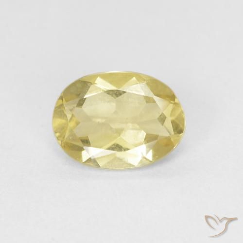 0.91ct طبيعي أصفر ترابى فاتح بيريل, بيضوي, VVS-VS