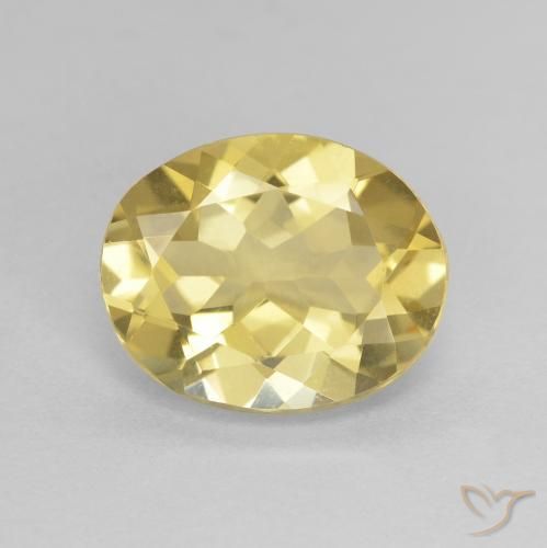 2.15ct طبيعي أصفر-ذهبى فاتح بيريل, بيضوي, VVS