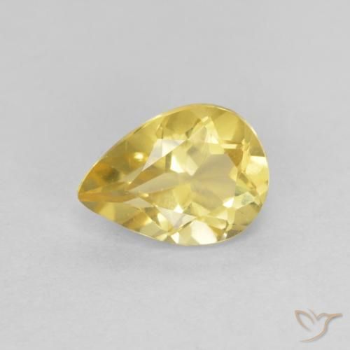 0.90ct طبيعي أصفر-ذهبى فاتح بيريل, شكل الكمثرى, قليلا جدا
