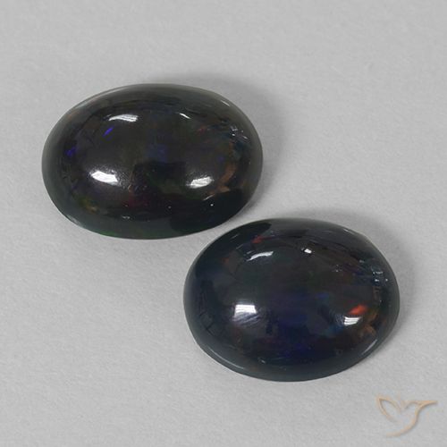 1.85ctw طبيعي متعدد الألوان العقيق الأسود, بيضوي, غير شفاف, Photo A