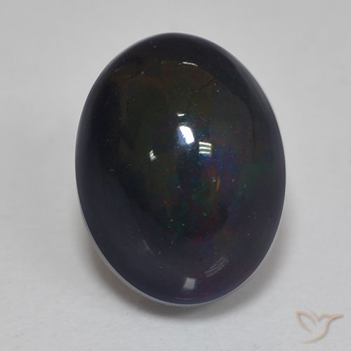 1.25ct طبيعي متعدد الألوان العقيق الأسود, بيضوي, نصف شفاف