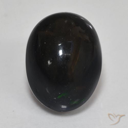 1.46ct طبيعي متعدد الألوان العقيق الأسود, بيضوي, غير شفاف