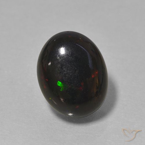 0.99ct طبيعي متعدد الألوان العقيق الأسود, بيضوي, غير شفاف
