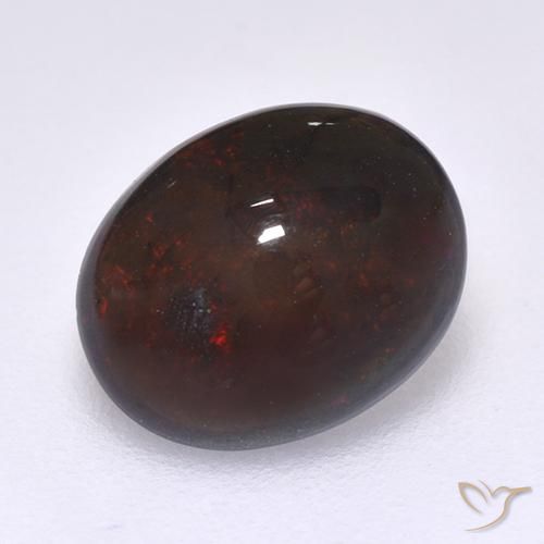 1.14ct طبيعي متعدد الألوان العقيق الأسود, بيضوي, نصف شفاف