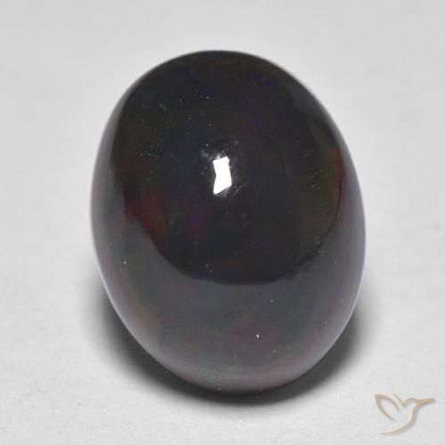 1.38ct طبيعي متعدد الألوان العقيق الأسود, بيضوي, نصف شفاف