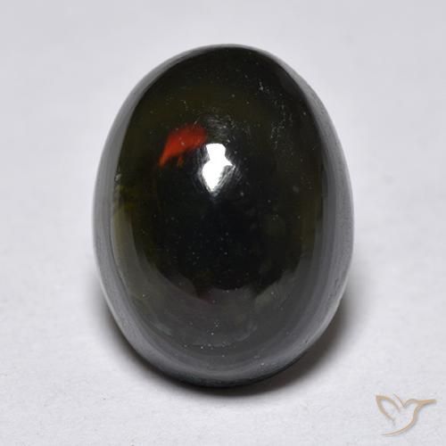 1.25ct طبيعي متعدد الألوان العقيق الأسود, بيضوي, نصف شفاف