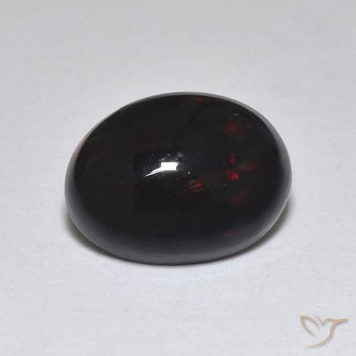 1.18ct طبيعي متعدد الألوان العقيق الأسود, بيضوي, نصف شفاف
