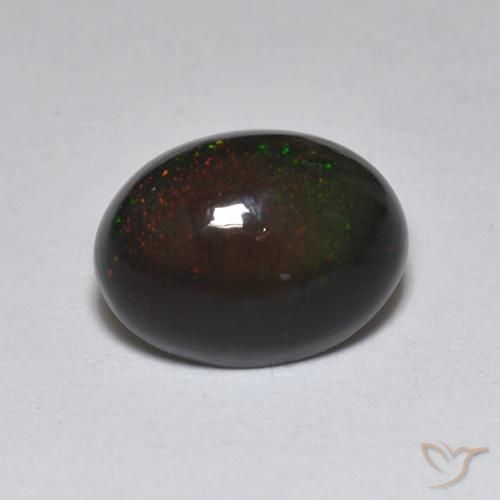 1.23ct طبيعي متعدد الألوان العقيق الأسود, بيضوي, نصف شفاف