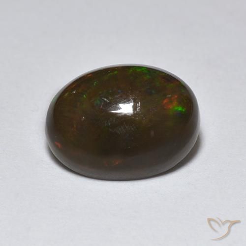 1.27ct طبيعي متعدد الألوان العقيق الأسود, بيضوي, نصف شفاف