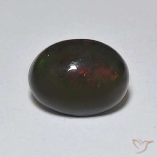 1.25ct طبيعي متعدد الألوان العقيق الأسود, بيضوي, نصف شفاف