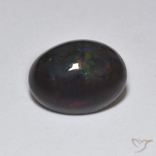 1.22ct طبيعي متعدد الألوان العقيق الأسود, بيضوي, نصف شفاف