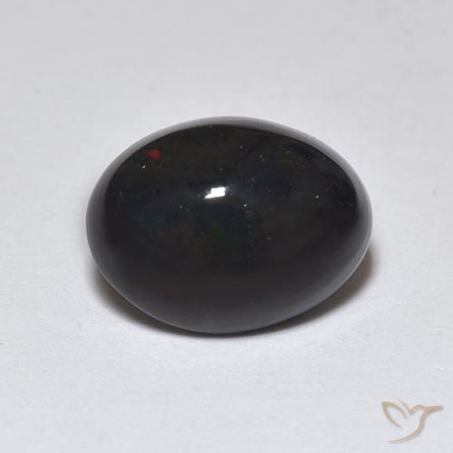 1.29ct طبيعي متعدد الألوان العقيق الأسود, بيضوي, نصف شفاف