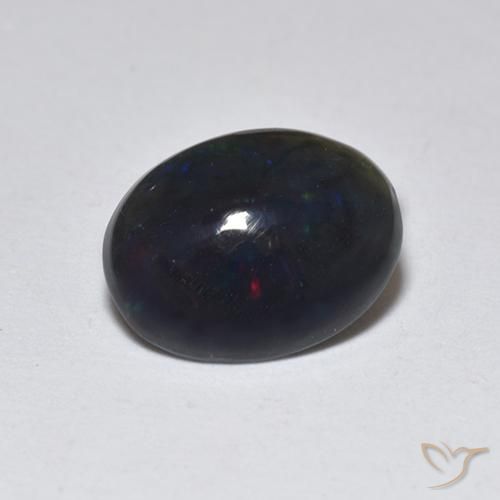 0.74ct طبيعي متعدد الألوان العقيق الأسود, بيضوي, نصف شفاف