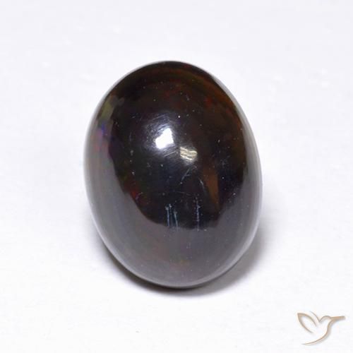 1.09ct طبيعي متعدد الألوان العقيق الأسود, بيضوي, نصف شفاف